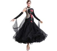 Hynyjxjy ,B,L, Vestidos De Baile De Salón Sin Espalda para Mujer Ropa De Baile De Vals Debordada Traje De Baile De Foxtrot con Pedrería Trajes De Baile De Actuación De Sociales