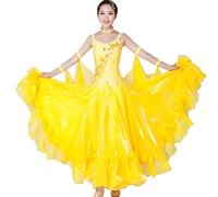 Hynyjxjy B,L, Vestidos De Profesionales De Baile De Salón para Mujer Trajes De Baile De Salsa con Tirantes Ropa De Baile De Vals Sin Espalda Atuendo De Baile De Social con Tul Swing