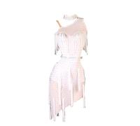 Hynyjxjy ,Blanca,S, Ropa De Baile Latino con Flecos para Mujer Vestidos De Baile De Salón para Competición Conjunto De Tango con Espalda Descubierta Ropa De Baile De Cha Cha con Pedrería