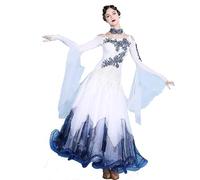 Hynyjxjy ,Blanca,XL, Vestidos De Competición De Baile De Salón para Mujer Conjunto De Baile De Vals Sin Tirantes Vestido De Baile Estándar con Espalda Descubierta Vestido De Salsa con Pedrería
