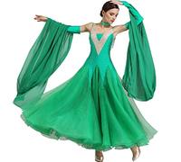 Hynyjxjy ,c,L, Vestidos De Baile De Salón con Tirantes para Mujer Ropa para Espectáculos De Baile De Salsa Vestidos De Baile De Vals con Pedrería Traje De Baile De Flamenco con Gran Vuelo