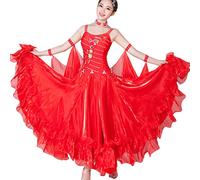 Hynyjxjy C,XL, Vestidos De Profesionales De Baile De Salón para Mujer Trajes De Baile De Salsa con Tirantes Ropa De Baile De Vals Sin Espalda Atuendo De Baile De Social con Tul Swing