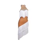 Hynyjxjy ,Flesh,M, Completo Da Ballo Latino con Frange Da Donna Abiti Da Sala Da Ballo Senza Spalline per Esibizioni Vestito Da Ballo Da Tango con Strass Costumi Da Cha Cha con Schiena Scoperta