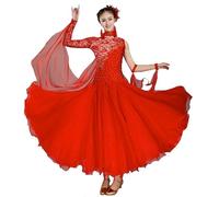 Hynyjxjy ,i,XXL,Vestidos De Práctica De Baile De Salón con Espalda Descubierta Ropa De Baile De Vals De Encaje De Mujer Trajes De Baile De Moderno con Pedrería Conjunto De Baile De Tango