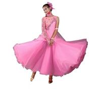 Hynyjxjy ,j,XL,Vestidos De Práctica De Baile De Salón con Espalda Descubierta Ropa De Baile De Vals De Encaje De Mujer Trajes De Baile De Moderno con Pedrería Conjunto De Baile De Tango