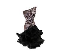 Hynyjxjy ,Leopardo,M, Ropa De Baile Latino Sin Tirantes para Mujer Vestidos De Baile De Salón con Estampado De Leopardo Conjunto De Baile De Cha Cha Sin Mangas Maillot con Falda para Rumba Y Samba