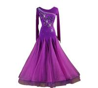 Hynyjxjy Morado, talla L, vestidos de competición de baile de salón para mujer, ropa de baile de vals, disfraz de salsa, traje de tango, baile social, gran swing