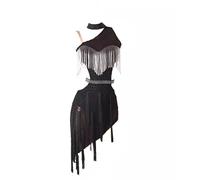 Hynyjxjy ,Negro,S, Ropa De Baile Latino con Flecos para Mujer Vestidos De Baile De Salón para Competición Conjunto De Tango con Espalda Descubierta Ropa De Baile De Cha Cha con Pedrería