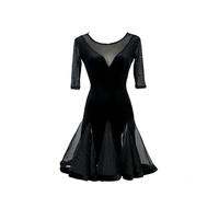 Hynyjxjy ,Negro,S, Ropa para Bailes Latinos De Terciopelo Vestidos para Bailes De Salón De Mujer Sin Mangas Trajes para Actuaciones De Cha Cha De Manga Media Ropa De Baile para Tango Y Salsa