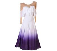 Hynyjxjy ,Púrpura,L, Vestidos De Actuación De Baile De Salón con Degradado Traje De Baile De Vals Sin Espalda para Mujer Ropa De Baile De Tango De Manga Larga Ropa De Baile De Foxtrot con Gran Swing