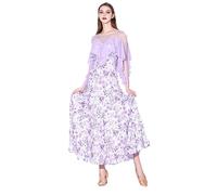 Hynyjxjy ,Púrpura,M,Vestidos De Baile De Salón De Manga Larga para Mujer Vestuario para Competiciones De Vals De Estampado Conjunto De Baile De Estándar Internacional Ropa De Tango con Gran Vuelo