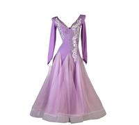 Hynyjxjy ,Púrpura,S, Vestidos De Salón De Baile Profesionales para Mujeres Disfraz De Competencia De Vals Huecos Atuendo De Baile Social De Salsa Ropa De Baile Flamenco Gran Swing De Tul