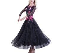 Hynyjxjy ,Rojo,XXL, Vestidos De Baile De Salón De Estampados para Mujer Ropa para Práctica De Vals De Encaje Conjunto para Baile De Salsa De Manga Larga Trajes De Flamenco con Gran Vuelo