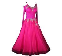 Hynyjxjy ,Rose Red,XL, Vestidos De Baile De Salón Estándar Disfraces De Baile De Salsa De Tango con Diamantes De Imitación Ropa De Baile Social para Mujeres Ropa De Baile De Actuación Vals Big Swing