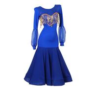 Hynyjxjy Vestidos De Actuación De Baile De Salón De Lentejuelas Conjunto De Vals con Espalda Descubierta para Mujer Vestimenta De Baile para Foxtrot Atuendo De Flamenco con Gran Vuelo