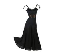 Hynyjxjy Vestidos De Baile De Salón con Tirantes para Mujer Conjunto De Competición De Foxtrot Trajes De Danza De Moderna con Aplicaciones Vestido De Vals con Falda De Gran Vuelo