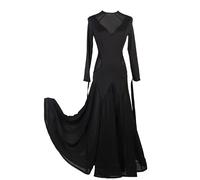 Hynyjxjy Vestidos De Baile De Salón De Manga Larga para Mujer Trajes De Vals con Espalda Descubierta Conjunto Entallado para Actuaciones De Salsa Ropa De Baile Social con Gran Vuelo