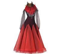 Hynyjxjy Vestidos De Baile De Salón Sin Espalda para Mujer Trajes De Profesionales De Baile para Vals Conjunto De Baile De Foxtrot con Pedrería Trajes De Salsa con Tul para Un Gran Swing