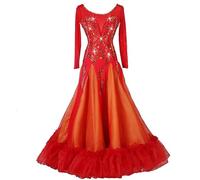 Hynyjxjy Vestidos De Profesionales De Baile De Salón Atuendo para Baile Estándar De Femenino Vestido De Baile De Vals con Pedrería Vestido De Tango con Falda De Tul con Gran Vuelo