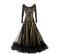Hynyjxjy Vestidos De Profesionales De Baile De Salón Atuendo para Baile Estándar De Femenino Vestido De Baile De Vals con Pedrería Vestido De Tango con Falda De Tul con Gran Vuelo