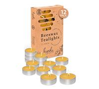 Hyoola Beeswax Tealight Candles in Aluminum Cup - 12 Pack - 100% Pure Natural Beeswax Candles