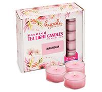Hyoola Velas de Té Perfumadas - Velas Candelitas en Vaso Transparente - Velas Aromáticas con Aroma a Magnolia - Rosa Claro - 6 Horas de Combustión - Pack de 15 - Hechas en Europa