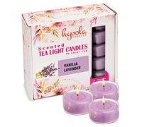 Hyoola Velas de Té Perfumadas - Velas Candelitas en Vaso Transparente - Velas Aromáticas con Aroma a Vainilla y Lavanda - Violeta Claro - 6 Horas de Combustión - Pack de 15 - Hechas en Europa