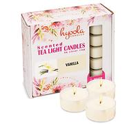 Hyoola Velas de Té Perfumadas - Velas Candelitas en Vaso Transparente - Velas Aromáticas con Aroma a Vainilla - Crema - 6 Horas de Combustión - Pack de 15 - Hechas en Europa