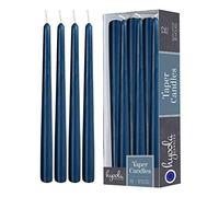 Hyoola Velas Largas y Cónicas - Velas Cónicas Inodoras Sin Goteo de 250 mm, Color Azul Medianoche - Velas de Larga Duración, Hasta 8 Horas de Combustión - Velas Decorativas en Paquete de 12