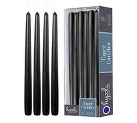 Hyoola Velas Largas y Cónicas - Velas Cónicas Inodoras Sin Goteo de 250 mm, Color Negro - Velas de Larga Duración, Hasta 8 Horas de Combustión - Velas Decorativas en Paquete de 12