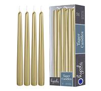 Hyoola Velas Largas y Cónicas - Velas Cónicas Inodoras Sin Goteo de 300 mm, Color Metalizado Oro Crema - Velas de Larga Duración, Hasta 10 Horas de Combustión - Velas Decorativas en Paquete de 12