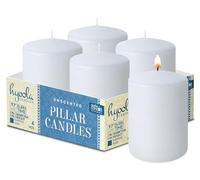 Hyoola Velas Pilar Color Blanco - Velas Grandes Sin Aroma - Paquete de 4 - Velas Decorativas Hechas en Europa - 5 x 7,5 cm