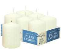 Hyoola Velas Pilar Color Marfil - Velas Grandes Sin Aroma - Paquete de 6 - Velas Decorativas Hechas en Europa - 7,5 x 10 cm
