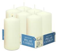 Hyoola Velas Pilar Color Marfil - Velas Grandes Sin Aroma - Paquete de 6 - Velas Decorativas Hechas en Europa - 7,5 x 15 cm