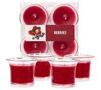 Hyoola Velas Votivas con Perfume - Velas Aromáticas en Vaso Transparente - Velas Perfumadas con Frutas del Bosque - Burdeos - 12 Horas de Combustión - Pack de 4 - Hechas en Europa