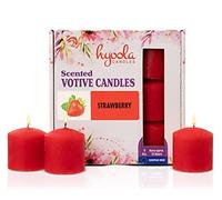 Hyoola Velas Votivas con Perfume - Velas Perfumadas con Aroma a Fresa - Rojo - 12 Horas de Combustión - Pack de 9 Velas Aromáticas - Hechas en Europa