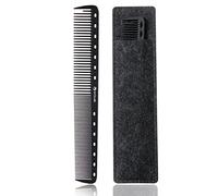 HYOUJIN Peine de corte fino de carbono negro 605, 230 ℃, resistente al calor, peines de peluquería con dientes finos, 14 agujeros para cortar y peinar