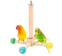 Hypeety Perca giratoria para pájaros, juguete de madera natural, rueda de ejercicio interactiva, juguetes para loros, perca giratoria para pájaros, periquitos, periquitos, periquitos, tortolitos,