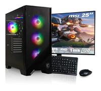 HYPER BYTE® - PC Gaming - Set Completo con AMD Ryzen 7 5700G | 16 GB de RAM DDR4 | SSD 1 TB | Monitor de 25 Pulgadas | Ratón & Teclado | WLAN | Win11 Pro | Ordenador sobremesa Gamers