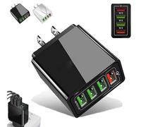 Hyper Charge Pro, Hyper Charge Pro Charger, for iPhone and Android, 4-Port Quick Charge 3.0 Hub with Temp Control & Fast Charging, Suitable for Mobile Phones, Laptops, Tablets (1PCS * Black)
