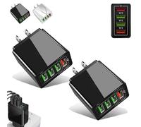 Hyper Charge Pro, Hyper Charge Pro Charger, for iPhone and Android, 4-Port Quick Charge 3.0 Hub with Temp Control & Fast Charging, Suitable for Mobile Phones, Laptops, Tablets (2PCS * Black)