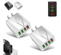 Hyper Charge Pro, Hyper Charge Pro Charger, for iPhone and Android, 4-Port Quick Charge 3.0 Hub with Temp Control & Fast Charging, Suitable for Mobile Phones, Laptops, Tablets (2PCS * White)