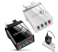 Hyper Charge Pro, Intelligent Temperature Charging Universal Compatibility, Fast Charging Phone Chargers, 48W USB Charger Block Fast Charging for Phone, Laptop, Tablet (Black+White)