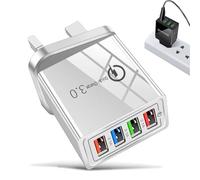 Hyper Charge Pro, Intelligent Temperature Charging Universal Compatibility, Fast Charging Phone Chargers, 48W USB Charger Block Fast Charging for Phone, Laptop, Tablet (White)