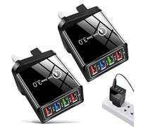 Hyper Charge Pro, Intelligent Temperature Charging Universal Compatibility, Fast Charging Phone Chargers, 48W USB Charger Block Fast Charging for Phone, Laptop, Tablet (BLACK-2PCS)