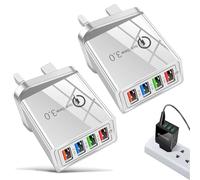 Hyper Charge Pro, Intelligent Temperature Charging Universal Compatibility, Fast Charging Phone Chargers, 48W USB Charger Block Fast Charging for Phone, Laptop, Tablet (WHITE-2PCS)