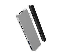 Hyper Drive Duo Pro Hub USB C 7 en 2 100W PD - Estación de Acoplamiento Plateado con HDMI 4K60Hz HDR, Gigabit Ethernet, USB-C/USB-A 10 Gbit/s, MicroSD, Estación de Acoplamiento de Audio USB C 3,5 mm,