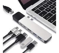 HYPER Drive Hub USB C, Adaptador del Cubo Doble Tipo C para Macbook Pro, 6 en 2 Multi-Puerto Thunderbolt USB-Dongle w Gigabit Ethernet, 100W de 40 GB/S C-USB, 5 GB/S-Type C 60W PD, 4K Hdmi