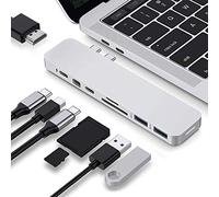 Hyper Pro - 8 en 2 con 8 HDMI 4K USB 3.0 USB-C Mini DisplayPort y Lector de Tarjetas SD y Micro SD - Plata