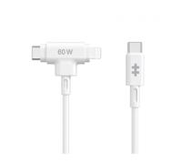 HYPER SILICONE USB-C TO USB-C AND LIGHTNING HYBRID 60W CABLE - WHITE (HJ4010WHGL)